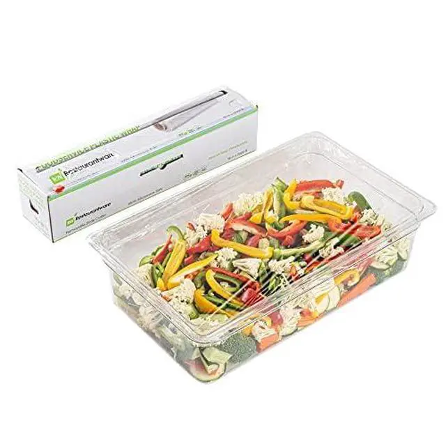 Alt view image 2 of 7 - RW Base 18 Inch x 2000 Feet Cling Wrap 1 Roll Microwavable Cling Film - With Removable Slide-Cutter Clear Plastic Food Wrapping Film Securely Seal And Keep Food Fresh