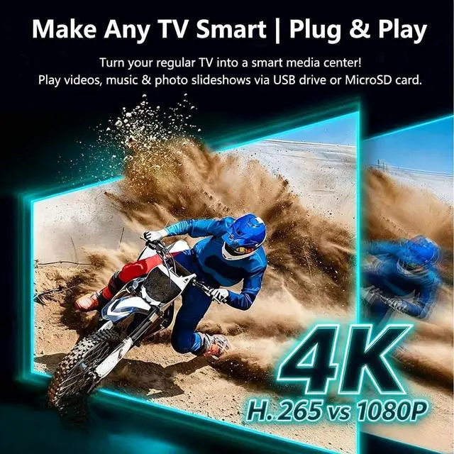 Alt view image 2 of 7 - 4K@30Hz Full-HD Digital Media Player with USB Drive/Micro SD Card for TV