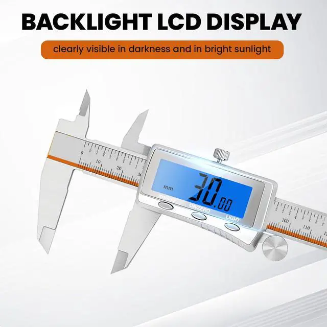 Alt view image 7 of 7 - Digital Caliper 6 Inch, Rechargeable Electronic Calipers with Large Backlit LCD, ±0.001"/0.02mm Precision Stainless Steel Measuring Tool, Inch MM Fraction Conversion for 3D Printing, Woodworking & DIY