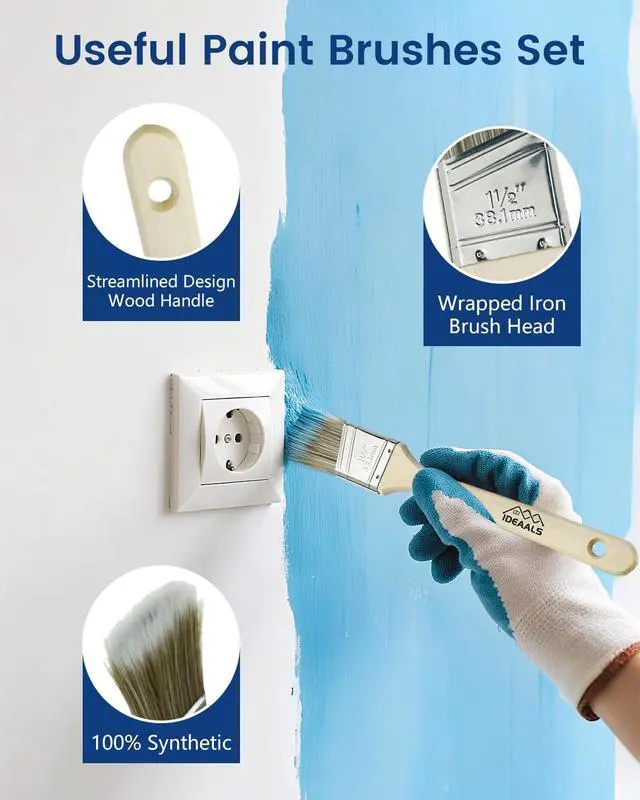 Alt view image 5 of 7 - 32PCS Paint Roller Kit with Extension Pole - 2 to 4 FT Pole, 4 inch 9 inch Paint Rollers, Paint Brushes for Walls, Painters Tape & Drop Cloth, Microfiber Roller Covers for Professional Painting