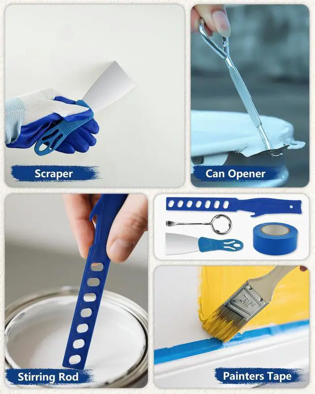 Alt view image 7 of 7 - 32PCS Paint Roller Kit with Extension Pole - 2 to 4 FT Pole, 4 inch 9 inch Paint Rollers, Paint Brushes for Walls, Painters Tape & Drop Cloth, Microfiber Roller Covers for Professional Painting