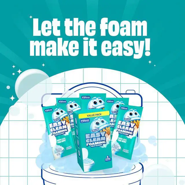 Alt view image 2 of 7 - Easy Clean Foaming Toilet Bowl Cleaner, Bathroom Limescale Remover that Fights Odors, Easy Drop-In Powder Pouches, 100g (4 Count, 20 Total Pouches)