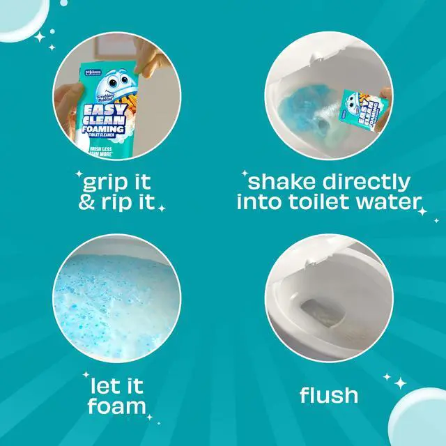 Alt view image 5 of 7 - Easy Clean Foaming Toilet Bowl Cleaner, Bathroom Limescale Remover that Fights Odors, Easy Drop-In Powder Pouches, 100g (4 Count, 20 Total Pouches)