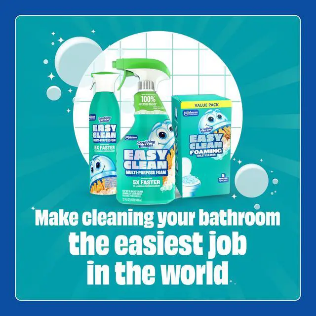 Alt view image 7 of 7 - Easy Clean Foaming Toilet Bowl Cleaner, Bathroom Limescale Remover that Fights Odors, Easy Drop-In Powder Pouches, 100g (4 Count, 20 Total Pouches)