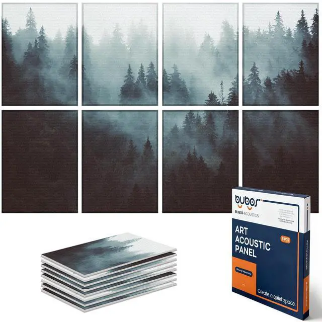 Main image of 8 Pack Acoustic Wall Panels - High-Density Polyester Sound Absorbing Panels, Decorative Print Treatment for Recording Studio & Home Office, Peel and Stick, 16" x 12"