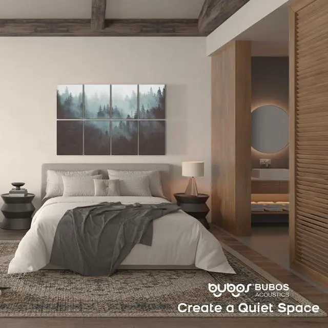 Alt view image 6 of 7 - 8 Pack Acoustic Wall Panels - High-Density Polyester Sound Absorbing Panels, Decorative Print Treatment for Recording Studio & Home Office, Peel and Stick, 16" x 12"