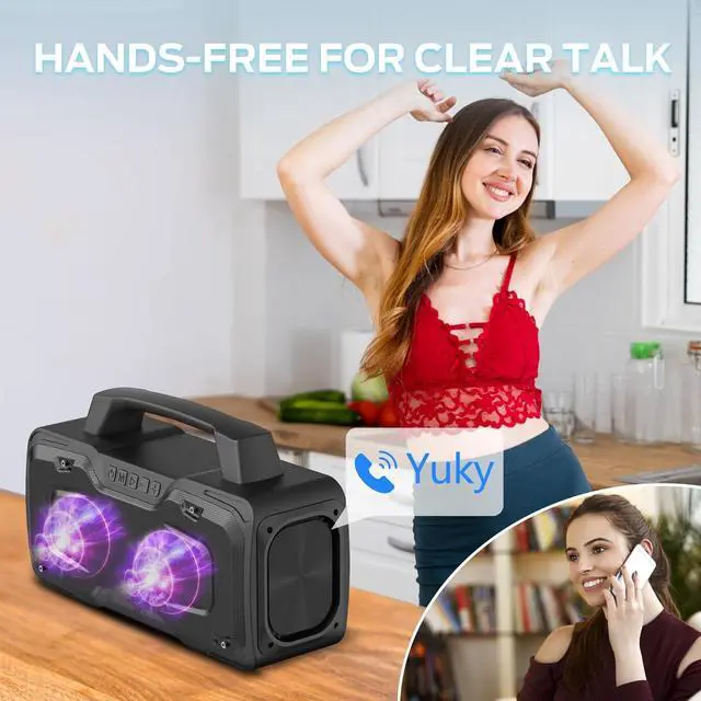 Alt view image 6 of 7 - Bluetooth Speaker, 80W Powerful Portable Wireless Speaker IPX7 Waterproof, Outdoor Loud Speakers with Handle 24H Playtime, Support Microphone AUX USB Suitable for Party, Pool, Karaoke