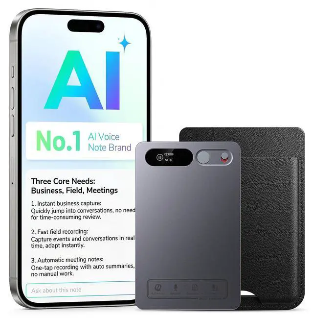 Main image of AI Voice Recorder,Unlimited Transcribe & Summarize,App Control,AI Note Taking Recording Device w/Case,Supports 152 Languages,Magsafe Voice Recorder for Calls,Meetings,Lectures,Interview,Gray