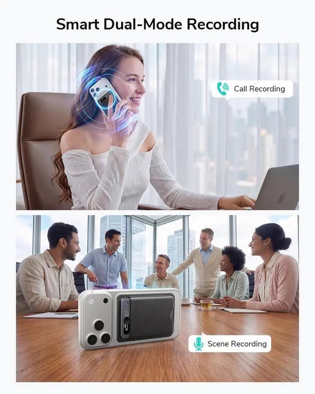 Alt view image 3 of 7 - AI Voice Recorder,Unlimited Transcribe & Summarize,App Control,AI Note Taking Recording Device w/Case,Supports 152 Languages,Magsafe Voice Recorder for Calls,Meetings,Lectures,Interview,Gray
