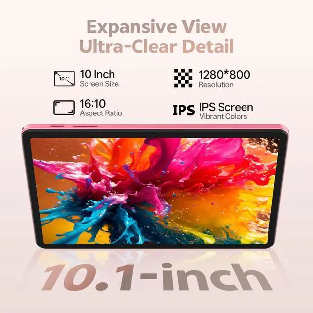Alt view image 4 of 7 - Tablet 10 Inch, Android 16 Tablet with Keyboard, 20GB RAM + 32GB, Pink