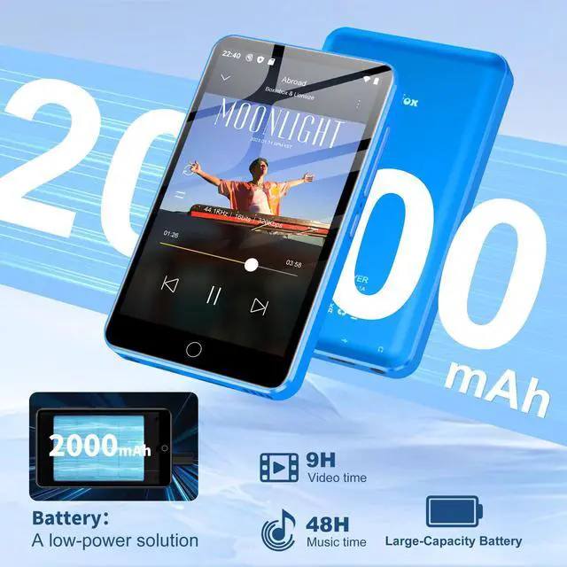 Alt view image 7 of 7 - MP3 Player with Bluetooth and WiFi, 80GB 4.0" Music Player with Spotify,Amazon Music,YouTube,Parental Control Android Mainstrem Media MP4/MP3 Player for Kids up to 1TB,Black (Blue)