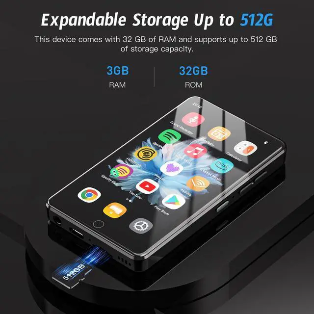 Alt view image 7 of 7 - 32GB MP3 Player with Android 13 OS, 4.02" MP4 Player with Bluetooth and WiFi, Music Player for Kids with Speakers, Android MP4 MP3 Player with Parental Controls, Play Store