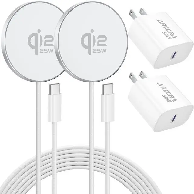 Main image of for Magsafe Charger, 2 Pack 25W Qi2 6FT Magnetic Wireless Fast Charger Pad