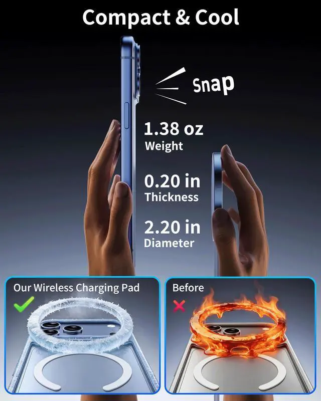 Alt view image 4 of 7 - for Magsafe Charger, 2 Pack 25W Qi2 6FT Magnetic Wireless Fast Charger Pad