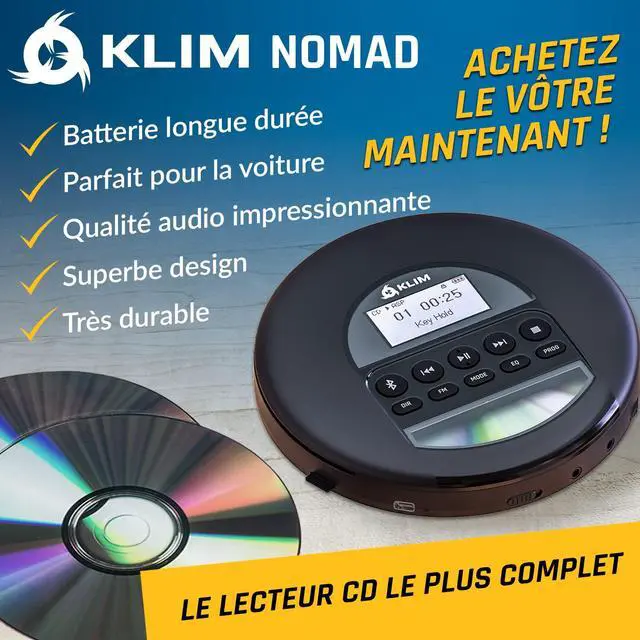 Alt view image 2 of 7 - Nomad - New 2023 - Portable CD Player Walkman with Long-Lasting Battery - with Headphones - Radio FM - Compatible MP3 CD Player Portable - TF Card Radio FM AM Bluetooth - Ideal for Cars - Black
