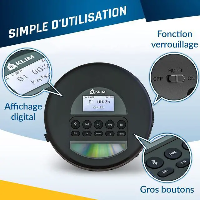 Alt view image 4 of 7 - Nomad - New 2023 - Portable CD Player Walkman with Long-Lasting Battery - with Headphones - Radio FM - Compatible MP3 CD Player Portable - TF Card Radio FM AM Bluetooth - Ideal for Cars - Black