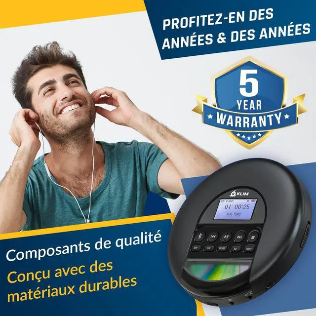 Alt view image 6 of 7 - Nomad - New 2023 - Portable CD Player Walkman with Long-Lasting Battery - with Headphones - Radio FM - Compatible MP3 CD Player Portable - TF Card Radio FM AM Bluetooth - Ideal for Cars - Black