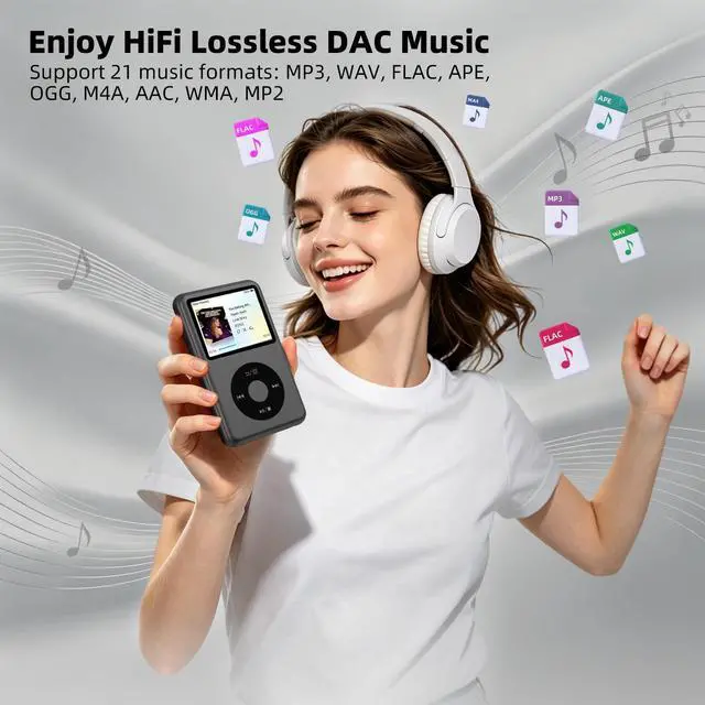 Alt view image 6 of 7 - 64GB Mp3 Player with Bluetooth, Lossless DSD DAC FLAC Support, Y2 Classic Dedicated Music Player with Playlists, Nostalgia Design, Supports up to 2TB Black