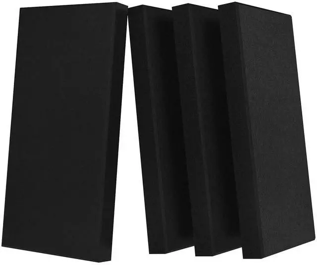 Main image of 4 PCS Acoustic Panels with Hanging Bracket, 2 Thick Fiberglass Sound Proof Panels Removable for Studios, Office, Home Theater Ceiling or Wall- Black