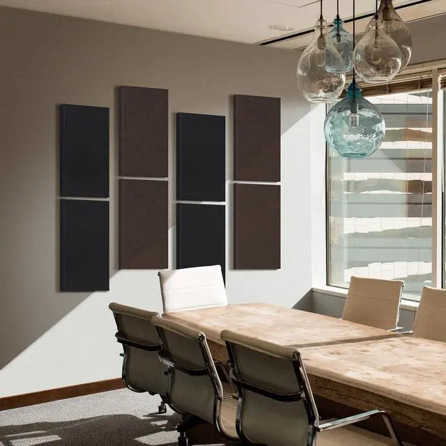 Alt view image 4 of 7 - 4 PCS Acoustic Panels with Hanging Bracket, 2 Thick Fiberglass Sound Proof Panels Removable for Studios, Office, Home Theater Ceiling or Wall- Black