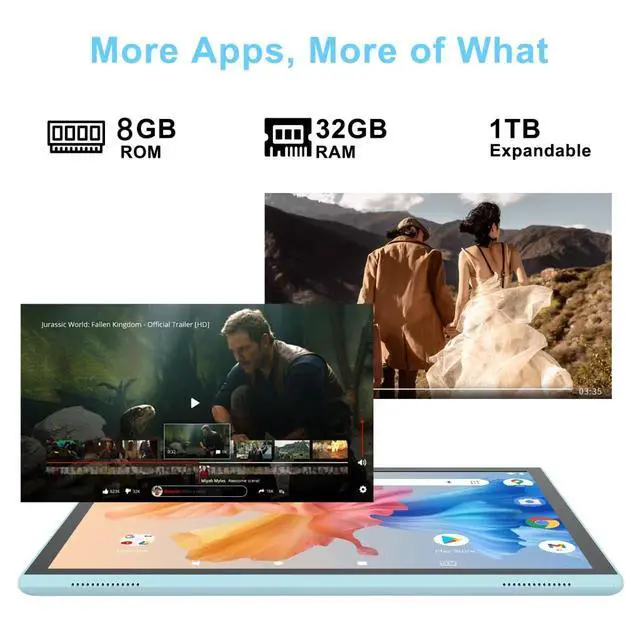 Alt view image 4 of 7 - 10 Inch Tablet With Tablet protective Case and Stylus, Android 15 Tablets, 8GB RAM 32GB ROM/1TB Expansion, 8H 6000mah Battery Wifi Bluetooth 10.1" IPS HD Touchscreen 2MP+8MP Dual Camera Tablets Blue.