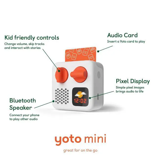 Alt view image 2 of 7 - Mini (2024 Edition) + Starter Pack for Little Kids Bundle Screen-Free Bluetooth Audio Player, All-in-1 Travel Device for Stories Music Podcasts Radio, Use as Speaker or with Headphones