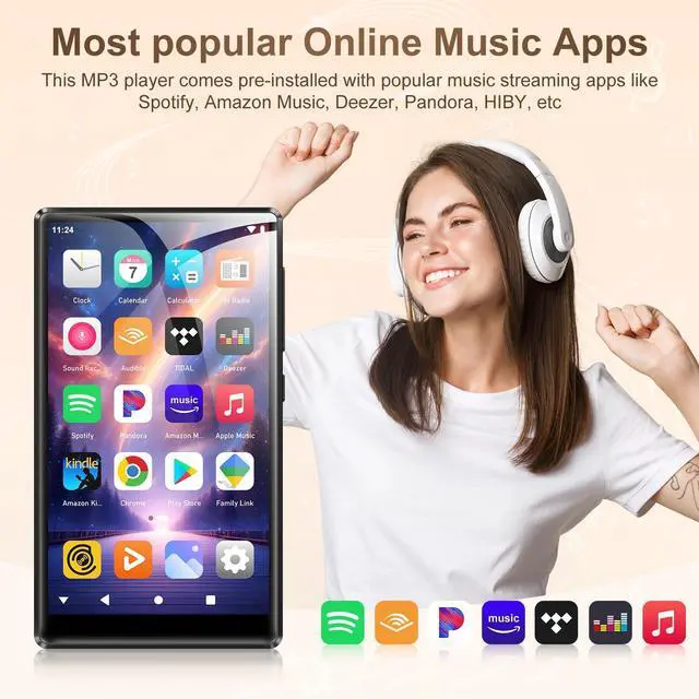 Alt view image 4 of 7 - 96GB MP3 Player with Bluetooth and WiFi- D26 5" HD Full Touch Screen MP3 Player with Spotify, Amazon Music,YouTube,Pandora,Libby,Android MP4 Music Player for Kids