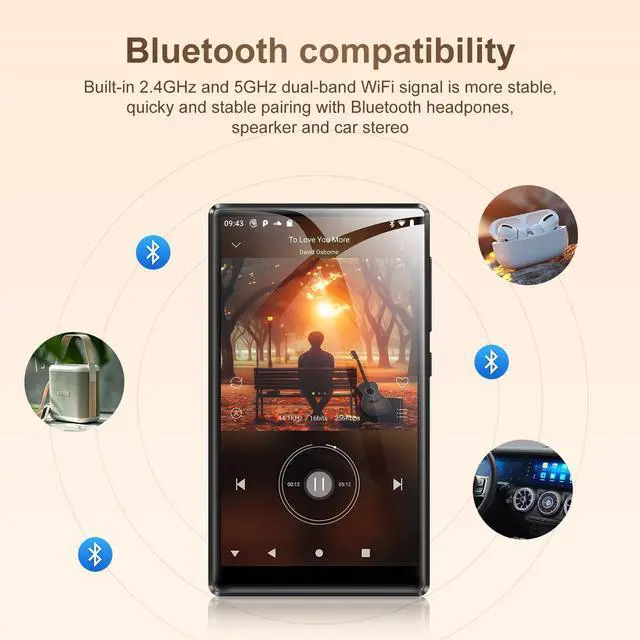 Alt view image 6 of 7 - 96GB MP3 Player with Bluetooth and WiFi- D26 5" HD Full Touch Screen MP3 Player with Spotify, Amazon Music,YouTube,Pandora,Libby,Android MP4 Music Player for Kids