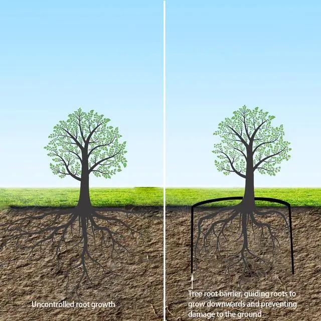 Alt view image 2 of 5 - 25ft x 24in x 60mil-Tree Root Barrier Bamboo Barrier Rhizome Control Barrier for Landscaping and Protection Roads