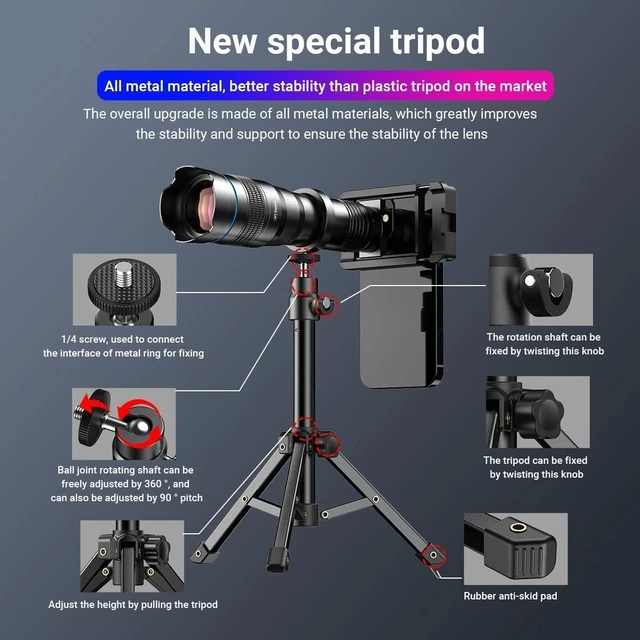 Alt view image 7 of 7 - 36X Telephoto Lens with Tripod Pro Telephoto Camera Lens