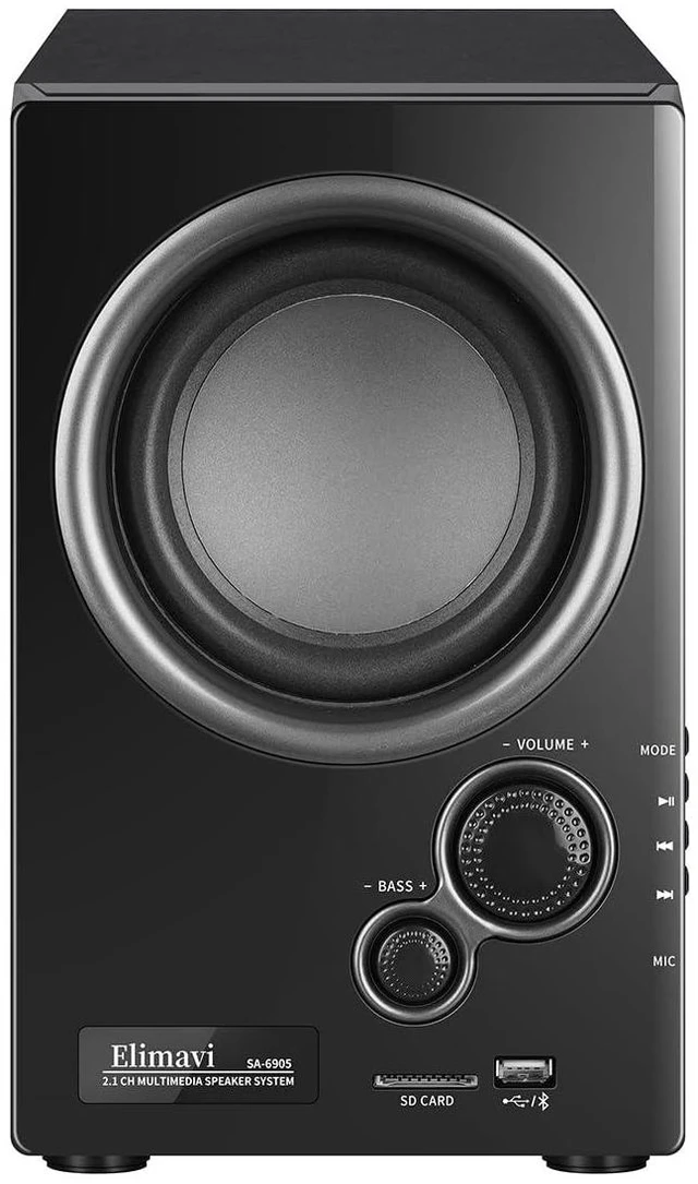 Alt view image 2 of 7 - 5.1 Home Theater Surround Sound System with 5.5-Inch Subwoofer | 200W Peak Power, Five 2.5-Inch Speakers, MDF Cabinets, USB, RCA, AUX and Wireless Audio Inputs