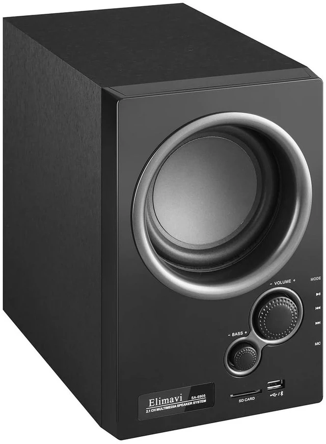 Alt view image 4 of 7 - 5.1 Home Theater Surround Sound System with 5.5-Inch Subwoofer | 200W Peak Power, Five 2.5-Inch Speakers, MDF Cabinets, USB, RCA, AUX and Wireless Audio Inputs