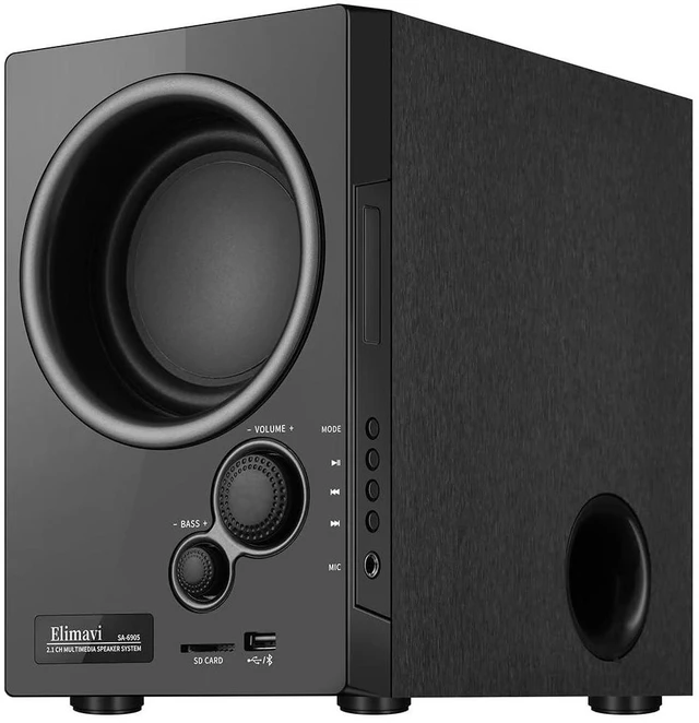 Alt view image 5 of 7 - 5.1 Home Theater Surround Sound System with 5.5-Inch Subwoofer | 200W Peak Power, Five 2.5-Inch Speakers, MDF Cabinets, USB, RCA, AUX and Wireless Audio Inputs