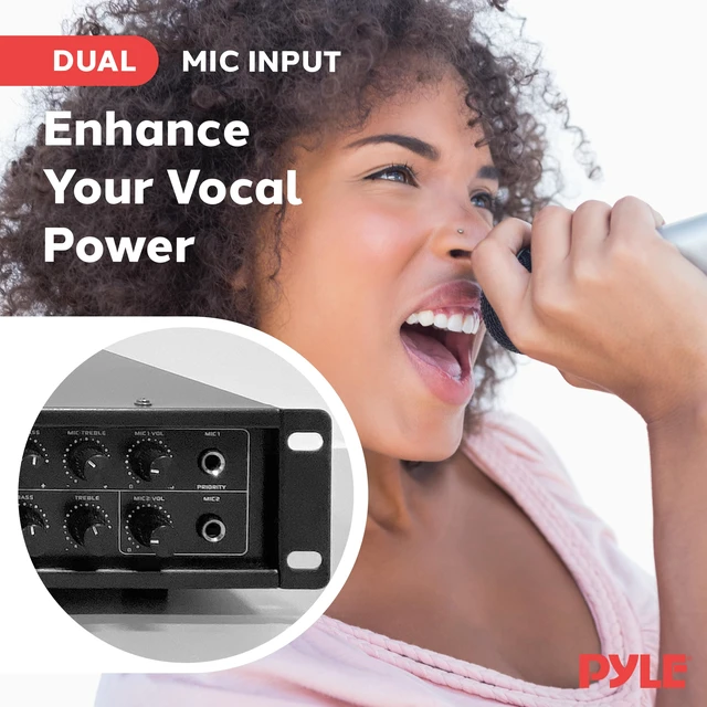 Alt view image 4 of 7 - Bluetooth PA Mixing Amplifier - 500W Home Audio Rack Mount Stereo Power Amplifier, Digital LED Display, USB/AUX/Mic, Optical/Coaxial, AC-3, 70V/100V Output - PMX3500PH