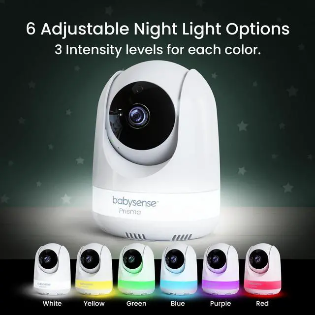 Alt view image 5 of 7 - Prisma Baby Monitor with Camera and Audio, 5 HD Video Baby Monitor with 2 Cameras, 6-Color Night Light, Split Screen, Sound Machine with White Noise & Lullabies, Secure No WiFi