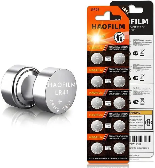 Main image of 10-Pack LR41 Button Batteries, AG3 392 384 SR41 1.5V Cell Battery