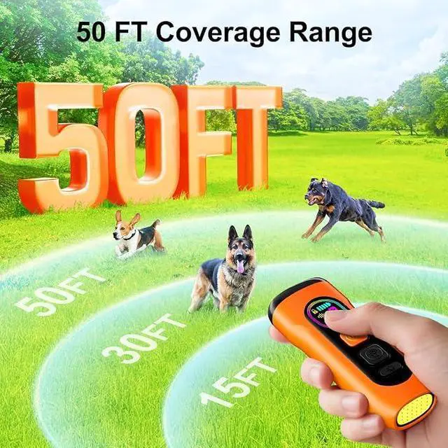 Alt view image 3 of 3 - SEDULAN Dog Bark Deterrent Devices Anti Barking Device for Dogs Ultrasonic Bark Stopper Portable Dog Training Tool Indoor Outdoor Up to 50ft Correct Bad Behavior of Own or Neighbor's Dog (Orange)