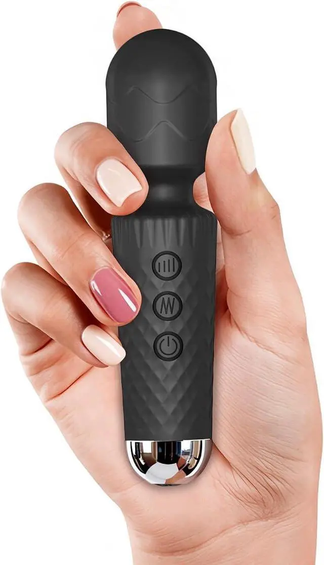 Main image of Portable Handheld Mini Massager for Women, Waterproof USB Rechargeable Wand Massager with 20 Vibration Modes 8 Speeds, for Pain Relief, Muscle Relaxation & Sports Recovery (Black)