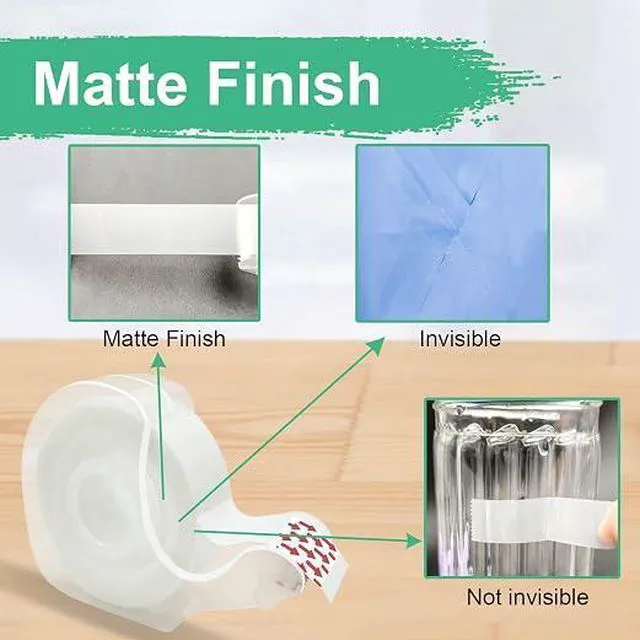 Alt view image 3 of 3 - Tape, Invisible Tape for Gift Wrapping, 6 Rolls+6 Dispensers, Matte Finish, Writable, 3/4x 650, Clear Tapes for Christmas Wrapping Paper, Office&School Supplies