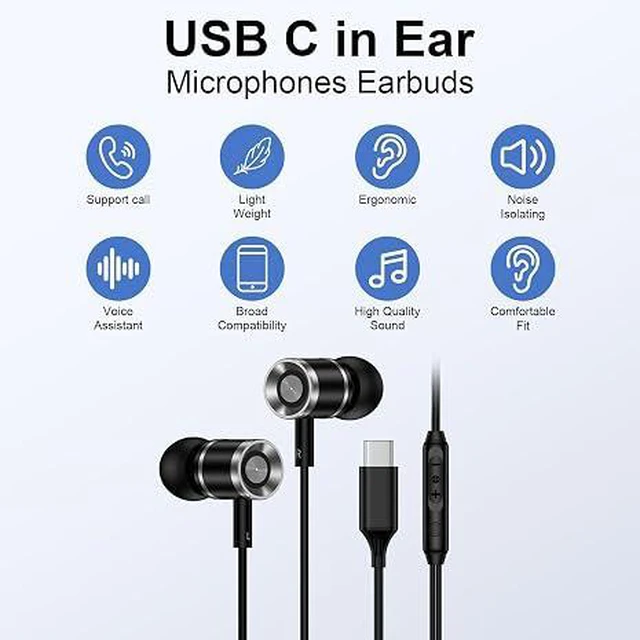 Alt view image 2 of 4 - Samsung Earbuds Wired Headphones USB C for Samsung Galaxy S26 Ultra A37 A57 S25 Ultra S25FE A36 A17 A16 A56 S24 S23,Wired Earphones USBC Earbuds with Microphone for iPhone 17 Pro Max Air 16e 16Plus 15
