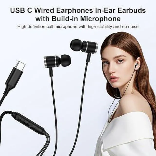 Alt view image 3 of 4 - Samsung Earbuds Wired Headphones USB C for Samsung Galaxy S26 Ultra A37 A57 S25 Ultra S25FE A36 A17 A16 A56 S24 S23,Wired Earphones USBC Earbuds with Microphone for iPhone 17 Pro Max Air 16e 16Plus 15