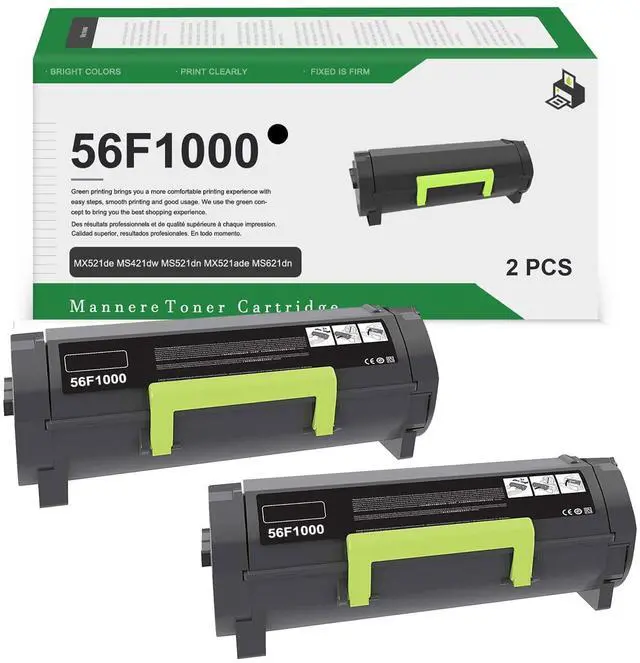 Main image of 56F1000 High Yield Toner Cartridges (2-Pack) - Compatible 56F1000 Black MS321 Toner Cartridge Replacement for Lexmark MS621dn MS321dn MS421dn MX321adw MX521ade MS521dn Printer