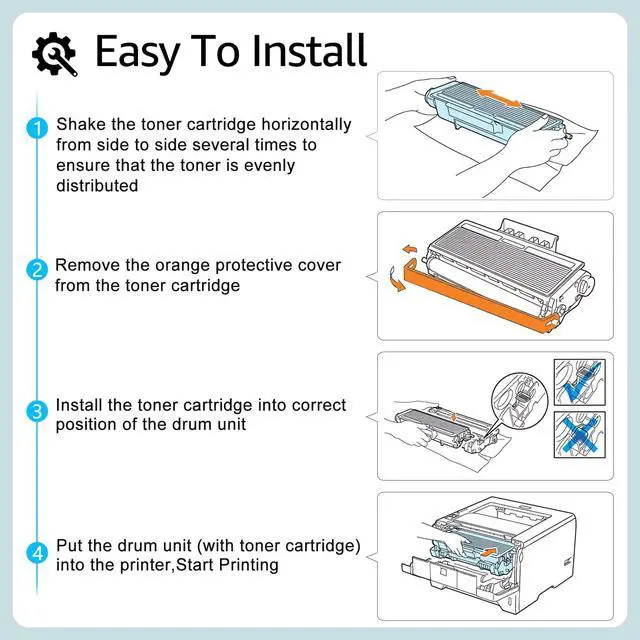 Alt view image 5 of 7 - 3PK Black Toner Cartridge Replacement and 1PK Drum Unit Set Compatible for Brother TN650 TN-650 DR620 DR-620 for DCP-8060 8080 HL-5200 5240 5370dw 5380dn MFC-8470DN 8680DN 8890DW Printer