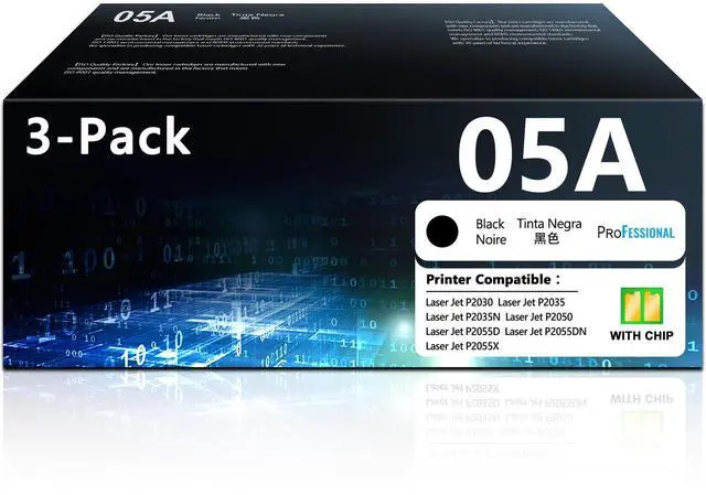 Main image of 05A Toner Cartridges Black 3 Pack High Yield Replacement for HP05A 05A CE505A 05X CE505X Black Toner Compatible with HP Laser Jet P2035 P2055 P2035n P2055d P2055dn P2055x P2030 P2050 Printers 05A