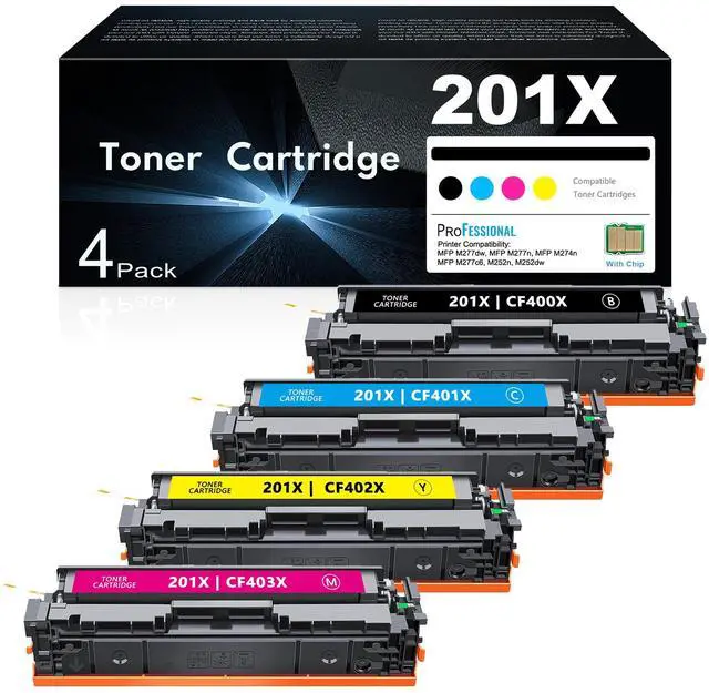 Main image of 201X Toner Cartridges 4 Pack High Yield Replacement for HP 201X CF400X CF401X CF402X CF403X for Color LaserJet Pro MFP M277dw M252dw M277n M277c6 M252n M277 Printer (Black Cyan Yellow Magenta)