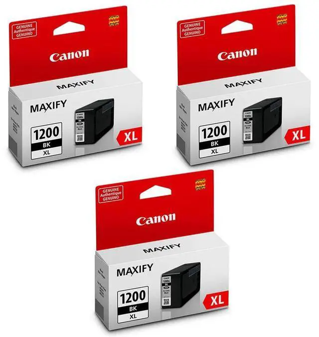 Main image of 3 Pack PGI-1200 XL Black Pigment Ink Tank for MAXIFY MB2020, MB2120, MB2320, and MB2720 Printers, 1200 Pages Yield