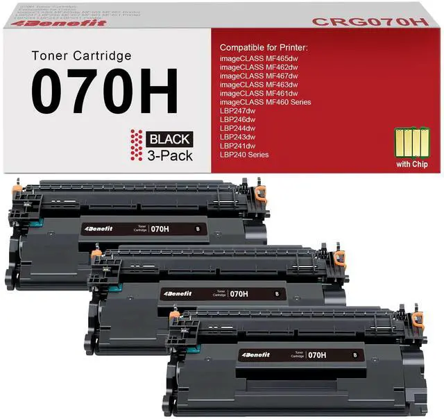 Main image of 070H Black High Yield Toner Cartridge CRG-070H 070 H with Chip 3-Pack | Toner Cartridge CRG070H Replacement for Canon 070H Toner Cartridge for imageCLASS MF465dw MF462dw LBP247dw LBP246dw Printer