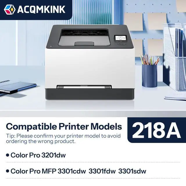 Alt view image 2 of 6 - 218A 218X Toner Cartridges 4 Pack Compatible for HP 218A 218X W2180A W2181A W2182A W2183A Color Pro 3201dw MFP 3301 Series 3301sdw 3301fdw 3301cdw Printer Ink (Black/Cyan/Yellow/Magenta)