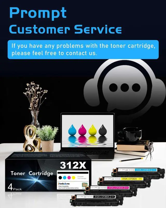 Alt view image 7 of 7 - 312X 312A Remanufactured Toner Cartridges 4 Pack High Yield Replacement for HP 312X 312A Toner for Color Pro MFP M476dw M476dn M476nw Printer (CF380X CF381A CF382A CF383A CF380A)