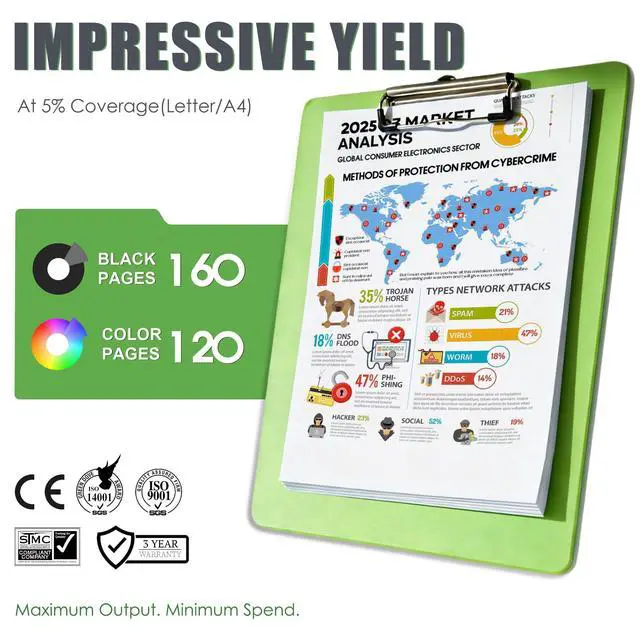 Alt view image 3 of 7 - 68 Ink Cartridges Replacement for 68 Black Color Ink Cartridges Combo Pack Compatible with Envy 6152e, 6155e, 6552e, 6555e, 6558e Series Printer 2PK (1 Black, 1 Tri-Color)